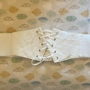 White Lace-Up Corset Belt